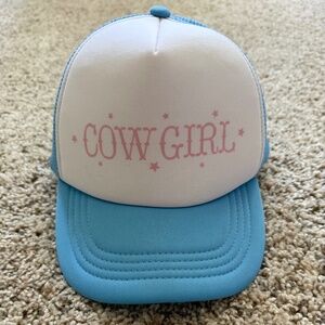 Y2K Trucker hat baby blue with baby pink “Cowgirl”